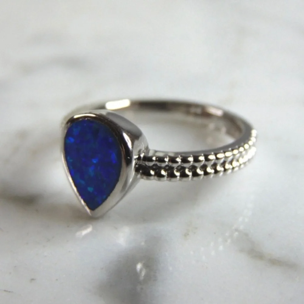 Womens Sterling Silver‎ Modernist Opal Ring